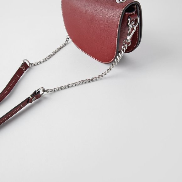 Zara Oval Burgundy Messenger Bag NWT - Picture 2 of 3